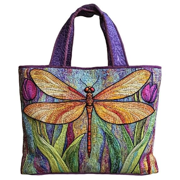 Dwellin Purse and Handbag for Women Two Size Large Puffy Quilted Tote Bag Lightweight Travel College Work Shoulder Bags M-Vertical