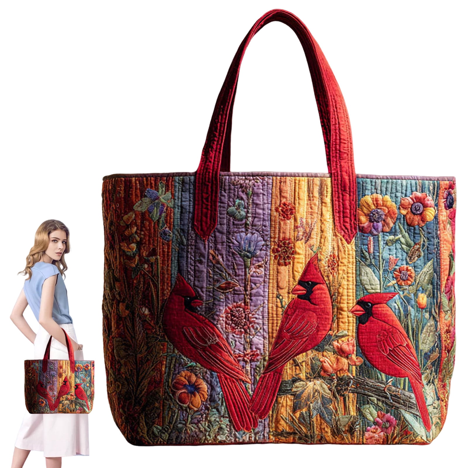 Dwellin Quilted Tote Bag Womens Large Puffy Crossbody Shoulder Bags Cotton Travel Work Handbag with Compartments