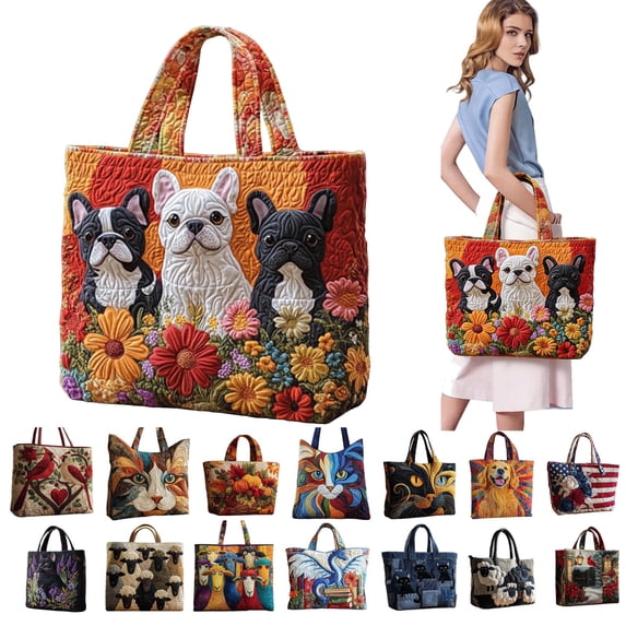 Dwellin Quilted Tote Bags for Women Large Capacity Vintage Shoulder Bag Top Handle Handbags Hobo Bag for Shopping Travel