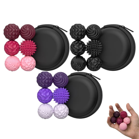 Dwellin Silicone Fidgets Balls 6 Pack Stress Relieving Sensory Toys Gifts for Adults Teenagers Tabletop Desk Silent Tool for Anxiety Reliefs(Purple)