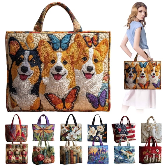 Dwellin Tote Bag for Women Floral Print Puffy Work Purse Handbag Large Quilted Shoulder Top Handle Travel Shopping Bags(A-B)