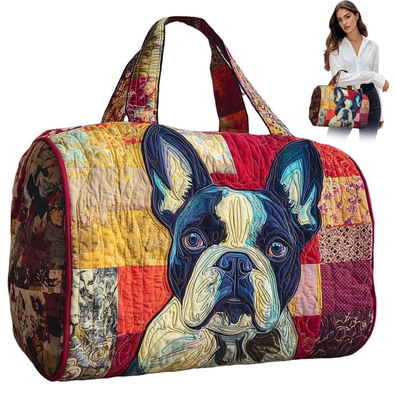Dwellin Tote Bag for Women Lightweight Puffy Quilted Canvas Handbags Cute Dog Cat Print Shoulder Top Handle Satchel for Work Travel P-L 18X9X9