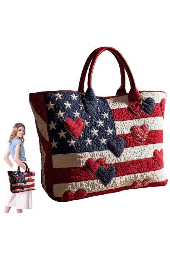 Vintage Quilted Tote Bag for Women Lightweight Shoulder Purse Handbag Floral Print Summer Beach Top Handle Satchel(J-Horizontal)