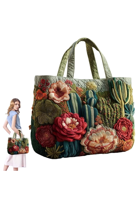 Tote Bag for Women Lightweight Puffy Quilted Canvas Handbags Cute Flowers Pint Shoulder Top Handle Satchel for Work Travel
