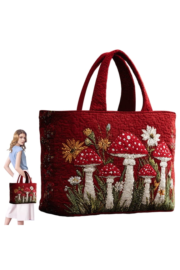 Tote Bag for Women Lightweight Puffy Quilted Canvas Handbags Cute Flowers Pint Shoulder Top Handle Satchel for Work Travel