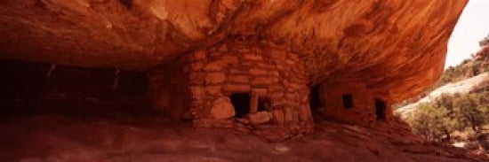 Dwelling structures on a cliff House Of Fire Anasazi Ruins Mule Canyon Utah USA Canvas Art - Panoramic Images (36 x 12)