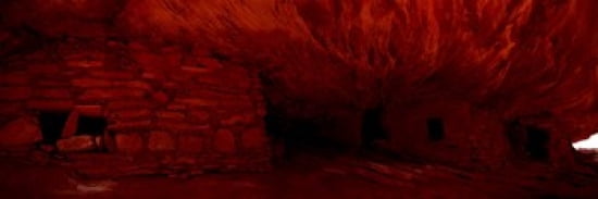 Dwelling structures on a cliff House Of Fire Anasazi Ruins Mule Canyon Utah USA Canvas Art - Panoramic Images (36 x 12)