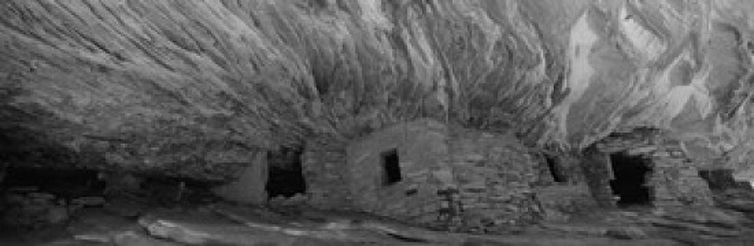 Dwelling structures on a cliff House Of Fire Anasazi Ruins Mule Canyon Utah USA Canvas Art - Panoramic Images (36 x 12)