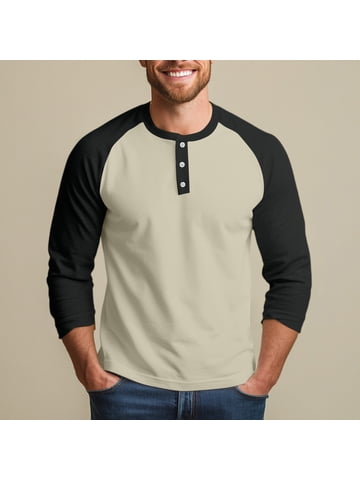 Men s Raglan Shirts Casual 3 4 Sleeve Tees
