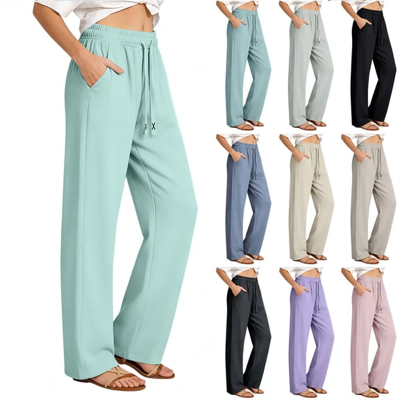 Dwellite Active Stretch Pants for Women Comfy Fit Ice Silk Casual Breathable Hiking Pants Athletic Joggers with Pockets Mint Green S