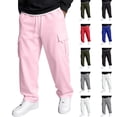 thumbnail image 1 of Dwellite Baggy Cargo Sweatpants for Men Wide Leg Jogger Pants Loose Fit Fashion Solid Color Trousers with Pockets Pink 3XL, 1 of 6