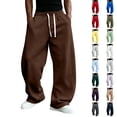thumbnail image 1 of Dwellite Baggy Sweatpants Men Wide Leg Drawstring Oversized Casual Athletic Y2k Lounge Sweat Jogger Pants with Pockets Coffee 3XL, 1 of 6