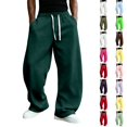 thumbnail image 1 of Dwellite Baggy Sweatpants Men Wide Leg Drawstring Oversized Casual Athletic Y2k Lounge Sweat Jogger Pants with Pockets Dark Green XL, 1 of 6