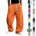 thumbnail image 1 of Dwellite Baggy Sweatpants Men Wide Leg Drawstring Oversized Casual Athletic Y2k Lounge Sweat Jogger Pants with Pockets Orange XL, 1 of 6