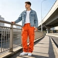 thumbnail image 1 of Dwellite Baggy Sweatpants Men Wide Leg Loose Fit Lounge Gym Solid Casual Joggers Uncuffed Oversized Baggy Cargo Sweatpants Orange XL, 1 of 8