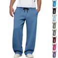 thumbnail image 1 of Dwellite Baggy Sweatpants Men Wide Leg Lounge Pants with Pockets Soft Drawstring Waist Open Bottom Joggers for Gym Travel Blue 2XL, 1 of 7