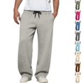 thumbnail image 1 of Dwellite Baggy Sweatpants Men Wide Leg Lounge Pants with Pockets Soft Drawstring Waist Open Bottom Joggers for Gym Travel Light Gray 2XL, 1 of 7