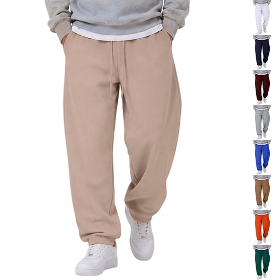 Dwellite Baggy Sweatpants for Men Wide Leg Joggers with Pockets Drawstring Elastic Waist Y2K Gym Workout Trousers Camel S