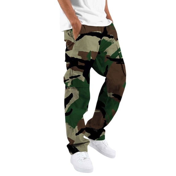 Dwellite Big and Tall Pants for Men Elastic Waist Hiking Trousers for Men Casual Cargo Pant with Pockets 2026 Dark Green 2XL