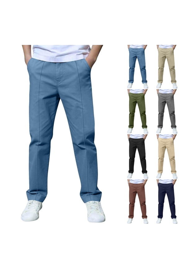 Boys Pants Twill Uniform Straight Leg Pants with Pockets Fashion Loose Trousers Brown 120