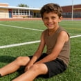 thumbnail image 1 of Dwellite Boys Tank Tops Athletic Sleeveless Crewneck T-Shirts for Kids Undershirts 2-13 Years Brown 160, 1 of 7
