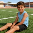 thumbnail image 1 of Dwellite Boys Tank Tops Athletic Sleeveless Crewneck T-Shirts for Kids Undershirts 2-13 Years Light Blue 130, 1 of 7