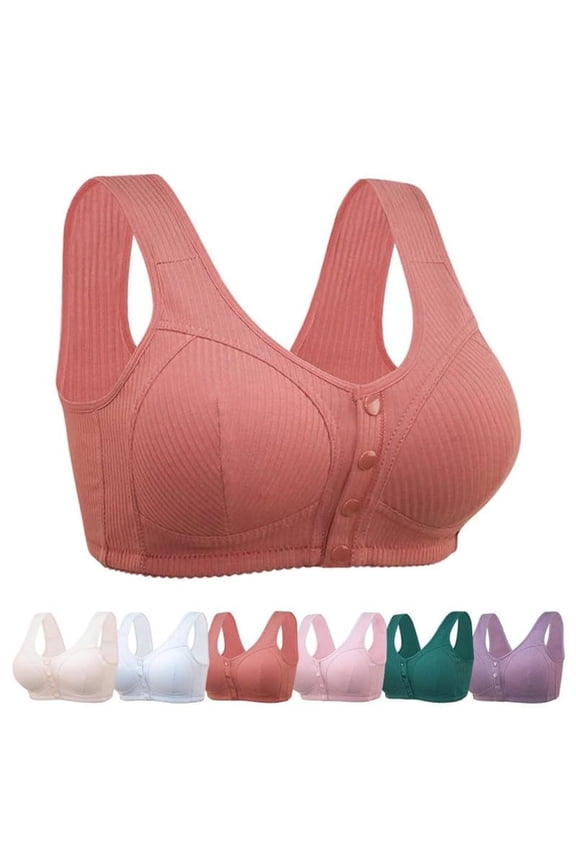 Bras for Older Women | Front Closure Womens Plus Size Bra, Full Coverage Wireless Underwear Full Support Everyday Bra Purple 38