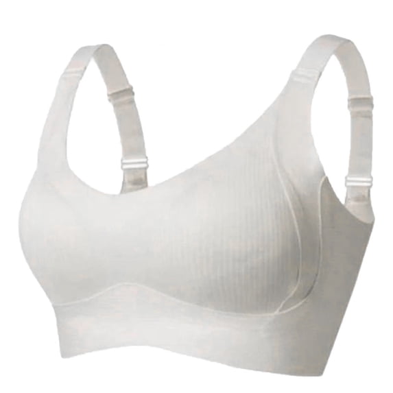Dwellite Bras for Women No Underwire Plus Size Wireless Seamless Bras Push Up Full Coverage Tshirt Bras 2026 White 34
