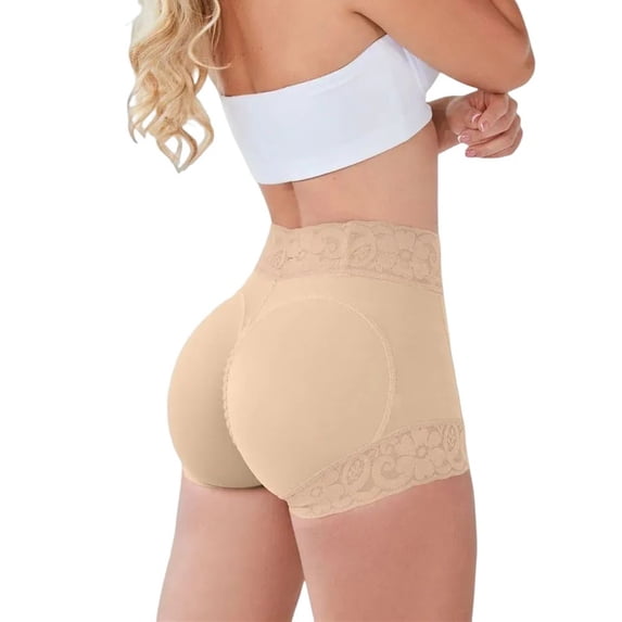Dwellite Butt Lifting Panties for Women Tummy Control Shapewear Underwear Short Lace Butt Lifter Shapewear Beige XL