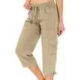 thumbnail image 1 of Dwellite Capri Pants for Women Summer Quick Dry Cargo Capris with Pockets Drawstring Cargo Pant Outdoor Golf Hiking Pants Brown L, 1 of 5