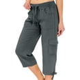 thumbnail image 1 of Dwellite Capri Pants for Women Summer Quick Dry Cargo Capris with Pockets Drawstring Cargo Pant Outdoor Golf Hiking Pants Dark Gray L, 1 of 5