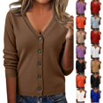 thumbnail image 1 of Dwellite Cardigan Sweaters for Women with Button V Neck Long Sleeve Tops Open Front for Fall Clothes Coffee -AZ26 XL, 1 of 6