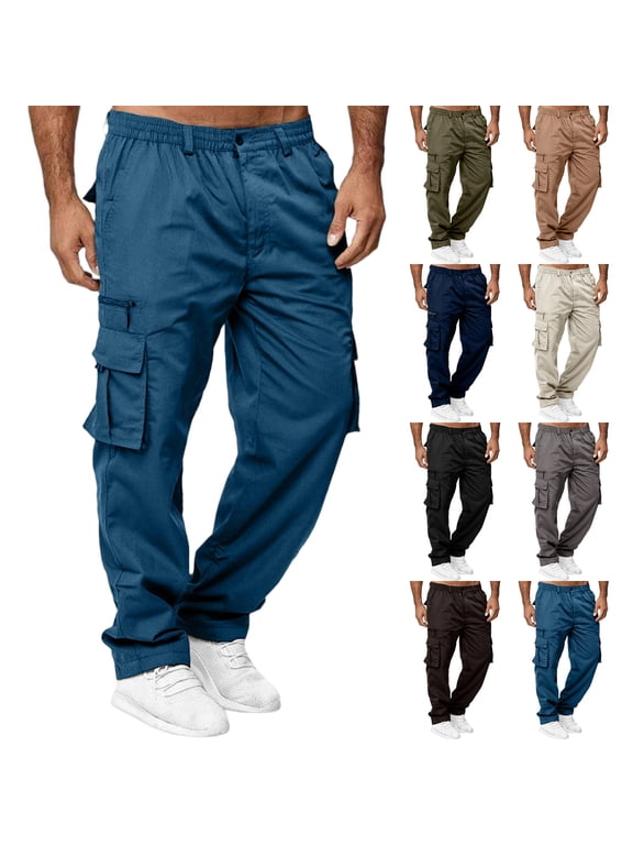 Cargo Pants for Men Multi Pocket Breathable Trousers Relaxed Fit Outdoor Utility Pants for Fishing Outdoor 2026 Black XL