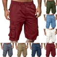 thumbnail image 1 of Dwellite Cargo Shorts Men Baggy Casual Summer Knee Length Bermuda Shorts Elastic Waist Big and Tall Multi Pocket Hiking Pant Khaki XL, 1 of 6