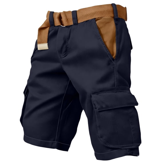Dwellite Cargo Shorts for Men 2026 Cotton Casual Relaxed Fit Outdoor Work Shorts with Multi-Pocket Dark Blue 2XL