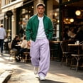 thumbnail image 1 of Dwellite Cargo Sweatpants Mens Plus Size Wide Leg Running Workout Jogger Pants Hiking Travel Oversized Comfortable Elastic Waist Fall Winter Sweatpants with Pockets Light Purple L, 1 of 7