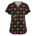 thumbnail image 1 of Dwellite Christmas Scrub Tops Women Xmas Tree Print V Neck Short Sleeve Plus Size Scrubs Medical Uniform Shirts with Pockets Wine 2XL, 1 of 5