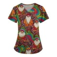 thumbnail image 1 of Dwellite Christmas Scrub Tops for Women Plus Size Short Sleeve V-Neck Fun Xmas Printed Scrub Top 2025 Holiday Medical Nursing Uniforms Purple M, 1 of 4