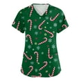 thumbnail image 1 of Dwellite Christmas Scrubs Tops for Women Plus Size Stretchy Short Sleeve V Neck Snowman Printed Nurse Scrub Medical Uniform Bronze L, 1 of 4
