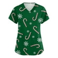 thumbnail image 1 of Dwellite Christmas Scrubs Tops for Women Plus Size Stretchy Short Sleeve V Neck Snowman Printed Nurse Scrub Medical Uniform Cyan 3XL, 1 of 4