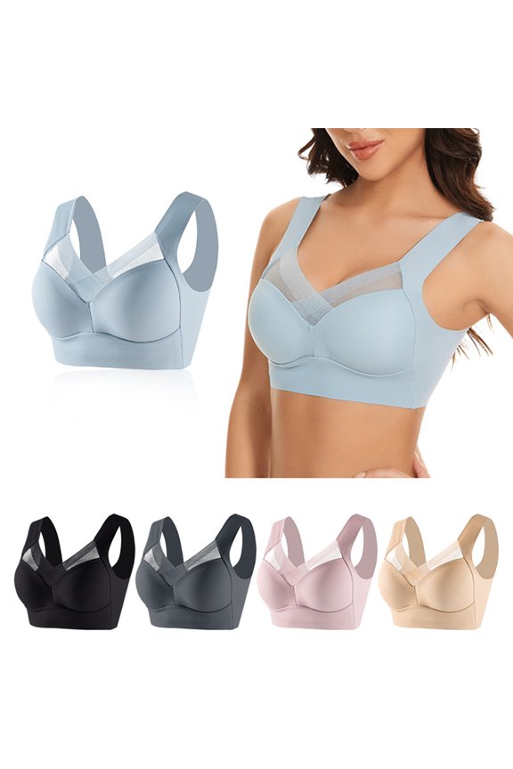 Comfy Bras for Women Seamless Wireless Push-Up Bralettes Breathable Full Coverage Comfort Bra Black XL