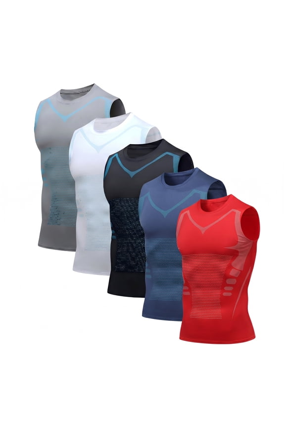 Compression Vest, Shaping Sleeveless Compression Shirts Slimming Body Shaper Vest,Tummy Control Tank Tops Blue M