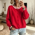 thumbnail image 1 of Dwellite Cropped Cardigan Sweaters for Women Button Down Knit Tops Office Wear 2026 Lightweight Y2K Open Front Cardigan Red L, 1 of 4