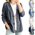 thumbnail image 1 of Dwellite Denim Jacket For Women Classic Button Front Breathable Stretch Relaxed Fit Lightweight Long Sleeve Cardigan Coat Light Blue M, 1 of 8