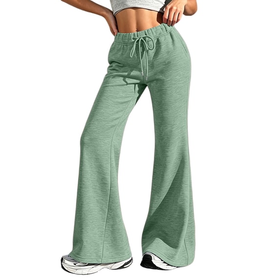 Dwellite Flare Sweatpants for Womens Wide Leg Lounge Pants with Pockets Baggy Fall Travel Sweat Pants Mint Green 2XL