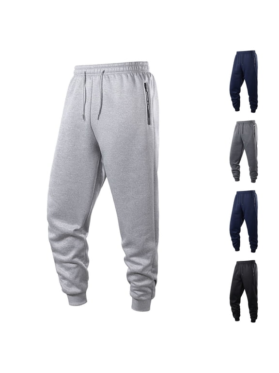 Fleece Lined Sweatpants for Men Thick Winter Thermal Warm Joggers Pants Sherpa Fleece Clothing with Pockets for Work Hiking Light Gray L