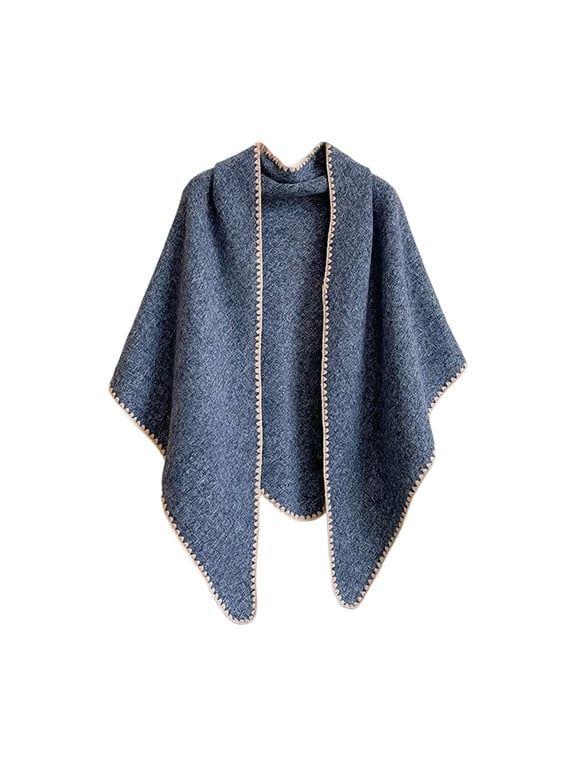 Fleece Shawls for Women Elegant Style Shawl Autumn Winter Fashion Lightweight Warm Soft Shawls Dark Blue