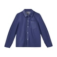 thumbnail image 1 of Dwellite Girls Button Down Shirts Long Sleeve School Uniform Fall Tops 4-10 Years Dark Blue 120, 1 of 4