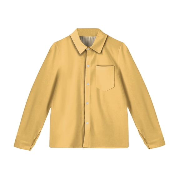 Dwellite Girls Button Down Shirts Long Sleeve School Uniform Fall Tops 4-10 Years Yellow 160