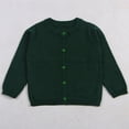 thumbnail image 1 of Dwellite Girls Cardigan Basic Long Sleeve Uniforms Knit Button Fall Sweater Tops Dark Green 140, 1 of 3
